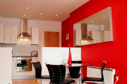 A bright kitchen and dining area