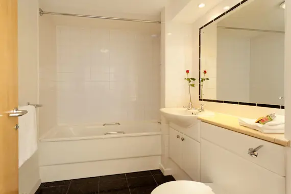 A clean, modern bathroom
