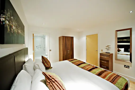 A typical light filled bedroom