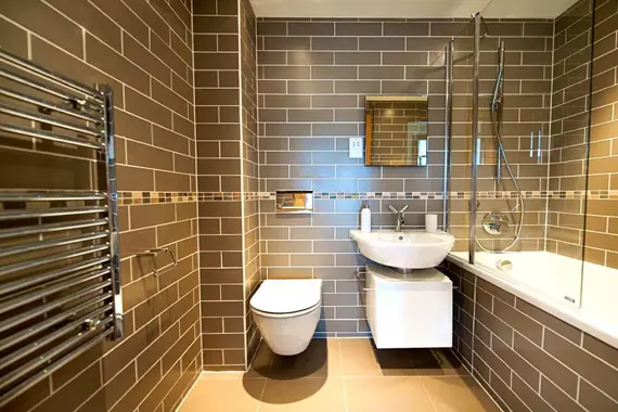 A modern, clean bathroom