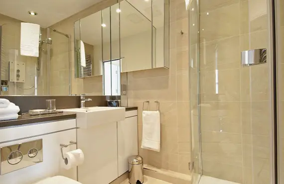 A clean, shiny shower room