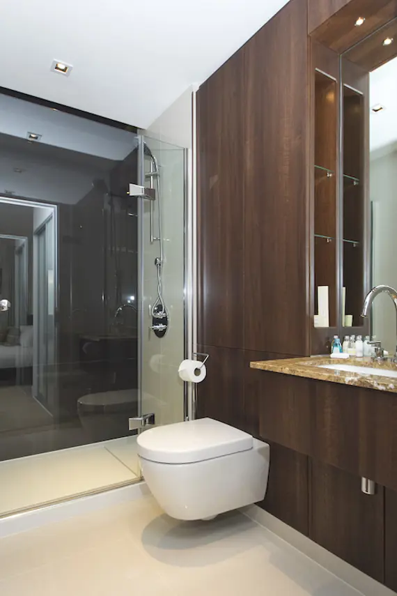 A modern bathroom at Dickens Yard