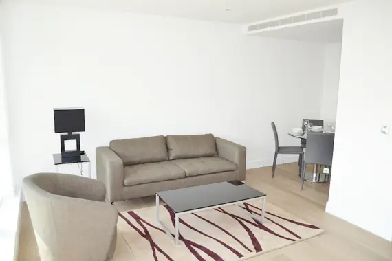 A typical open plan contemporary living area at Dickens Yard