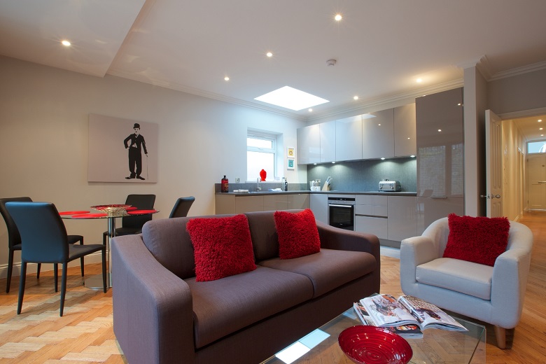 Living and dining areas at Fulham Riverside