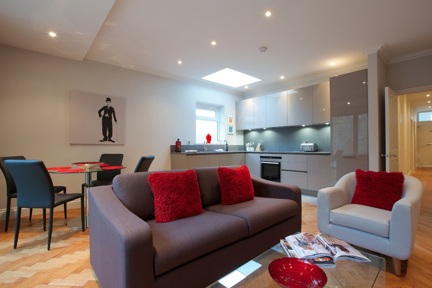 Living and dining areas at Fulham Riverside