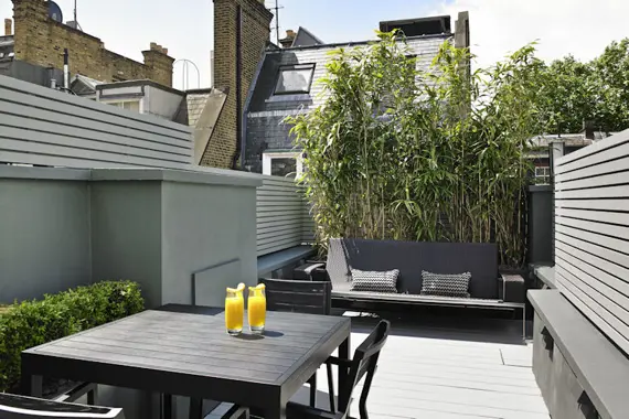 A gorgeous terrace on the top of the Flemings penthouse