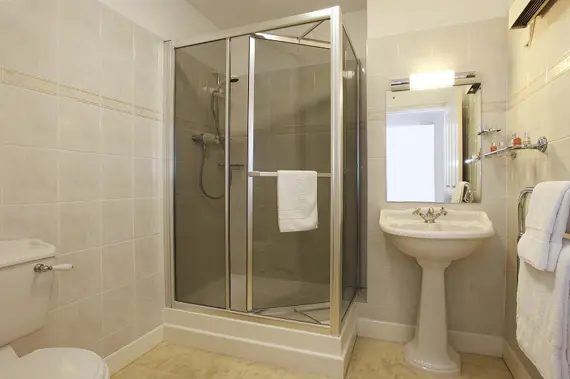 A modern bathroom at Merlin House Apartments