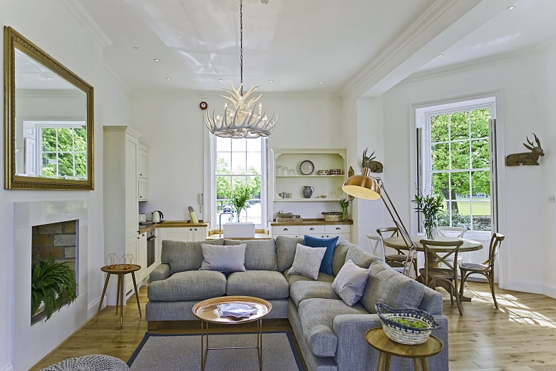 A magnificent living area in the Upper Garden Suite