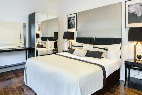 A marvellous, monochrome bedroom