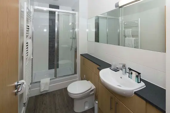 A modern, spacious shower room