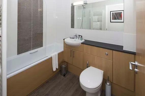 A bright, modern bathroom