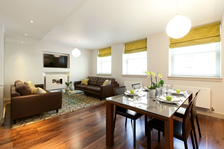 The stunning, bright living area in the Mews House