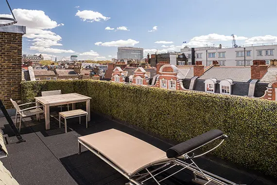 The fabulous terrace from the studio apartment