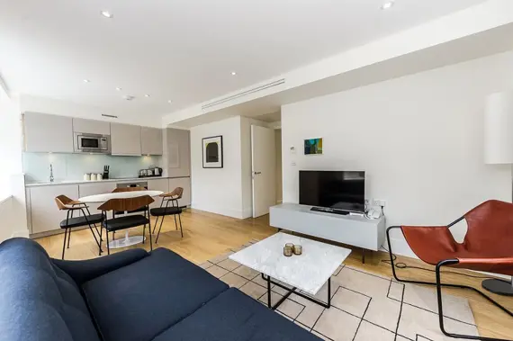 A stunning, spacious living area in a two bedroom apartment
