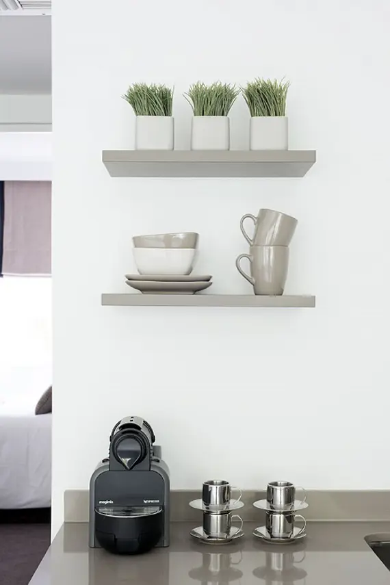 The modern coffee making facilities at Rosebery Apartments