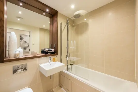 A clean, modern bathroom