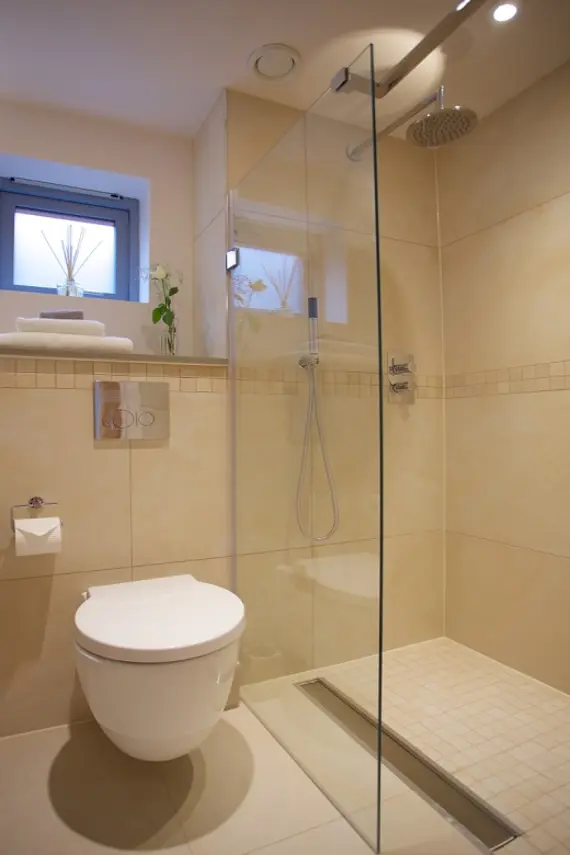 A modern, spacious shower room