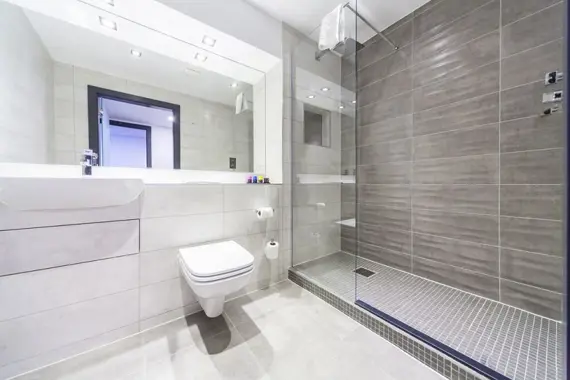 A gorgeous , modern shower room