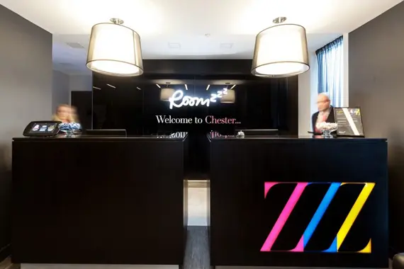 The welcoming reception at Roomzzz Chester