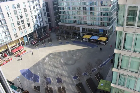 The courtyard with an array of restaurants