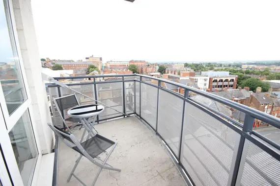 A large balcony with great views