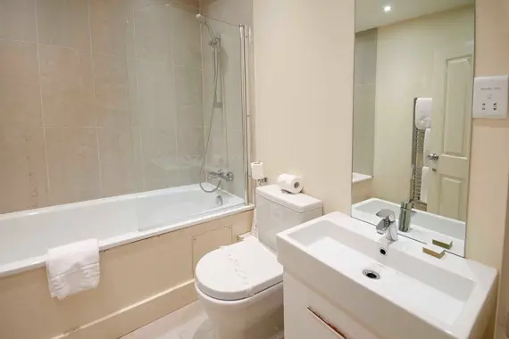 A modern bathroom at Nell Gwynn House