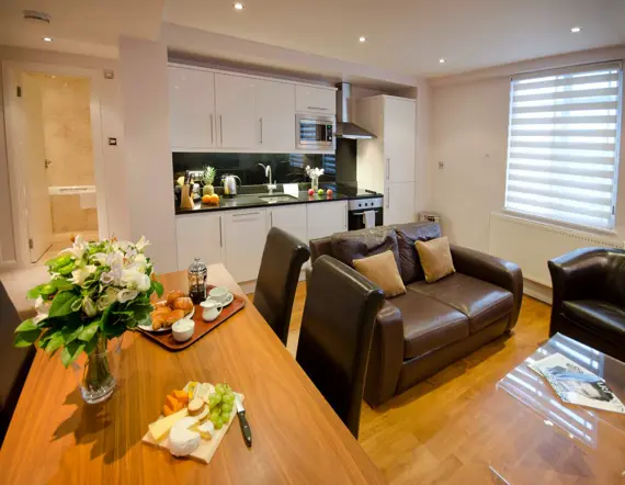 A comfortable dining area in a two bedroom apartment