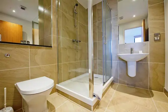 A modern, spacious shower room