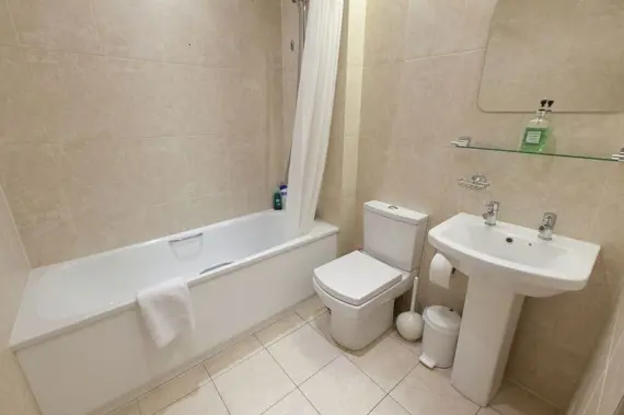 A clean, modern bathroom