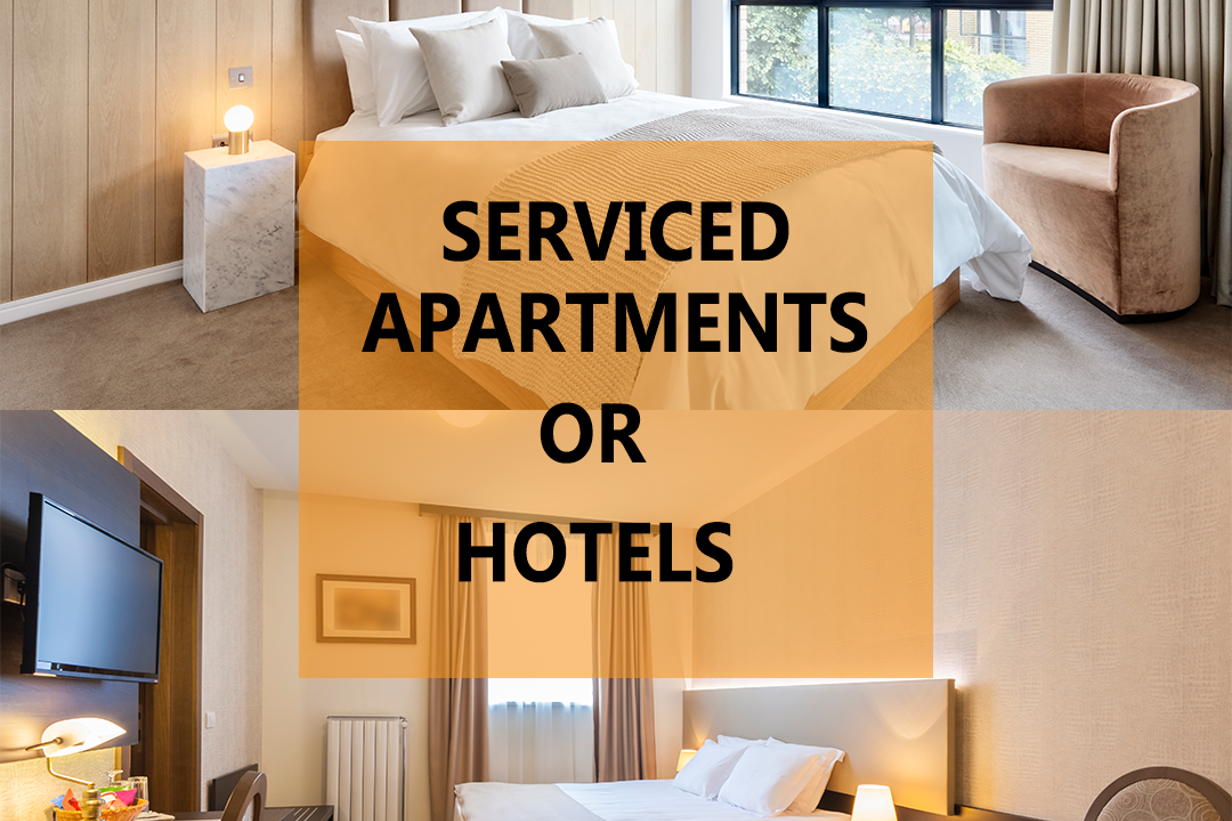 a split screen picture showing two hotel rooms with beds 